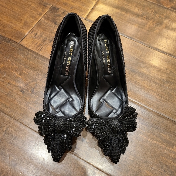Size 6.5 Kurt Geiger Black Belgravia Crystal Bow Heels - Picture 7 of 13